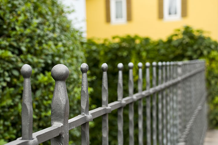 Iron Gate Surrounding A Garden