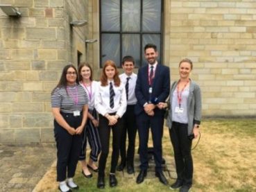 Alex Thompson from Newtons Solicitors and Students from St Aidan's school Harrogate.